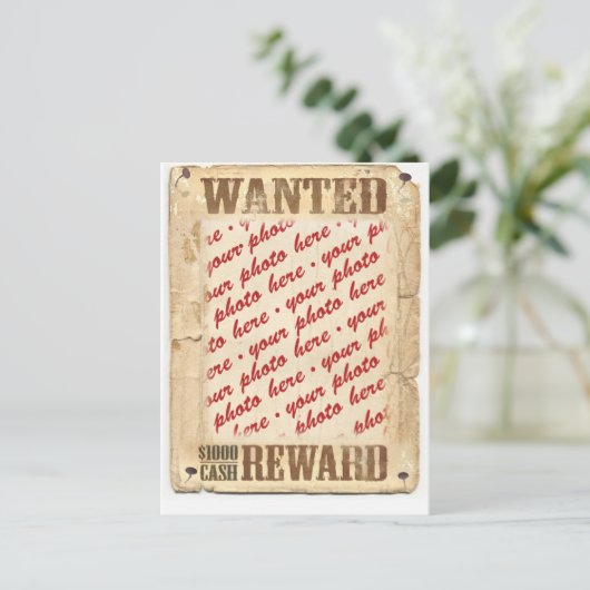 WANTED Poster Photo Lijst Briefkaart (Staand voorkant)