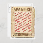 WANTED Poster Photo Lijst Briefkaart (Voorkant / Achterkant)