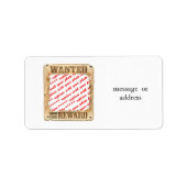 WANTED Poster Photo Lijst Etiket (Voorkant)