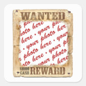 WANTED Poster Photo Lijst Vierkante Sticker (Voorkant)