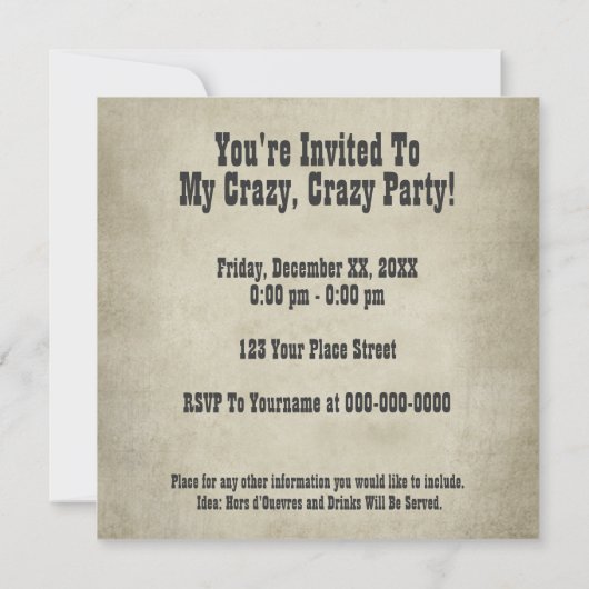 Wanted Poster Uitnodiging - Beweeg de snor (Achterkant)