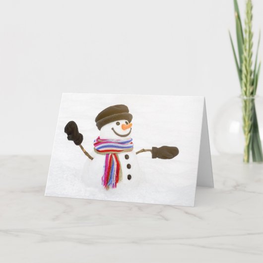 Wanten voor Detroit Snowman Holiday Kaart (Voorkant)