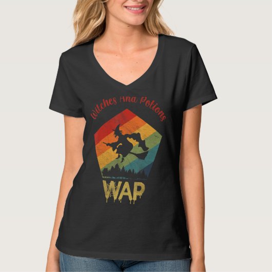Wap Witches en Potions Retro Sunset heks T-shirt (Voorkant)