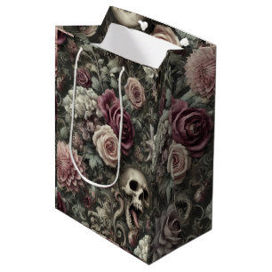 Wapen in de Rozen - Gotische Bloemenschedel Medium Cadeauzakje