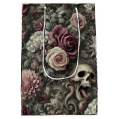 Wapen in de Rozen - Gotische Bloemenschedel Medium Cadeauzakje (Achterkant)