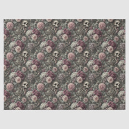 Wapen in de Rozen - Gotische Bloemenschedel Tissuepapier