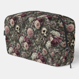 Wapen in de Rozen - Gotische Bloemenschedel Toilettasje