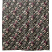 Wapen in het Roos - Gothic Skull Floral Douchegordijn (Voorkant)