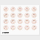 Wapen met monogram roze trouw ronde sticker (Vel)
