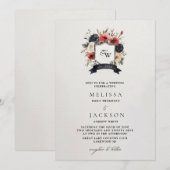 Wapen met rode en witte anemonen bruiloft kaart (Voorkant / Achterkant)