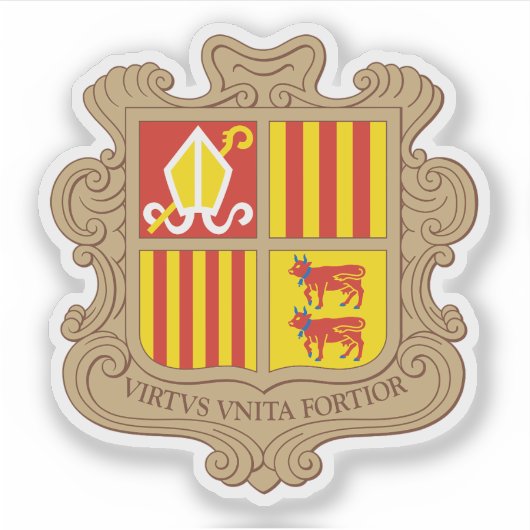 Wapen van Andorra Sticker (Voorkant)