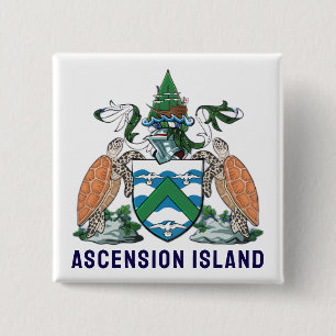 Wapen van Ascension Island Vierkante Button 5,1 Cm
