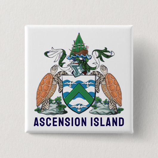 Wapen van Ascension Island Vierkante Button 5,1 Cm (Voorkant)