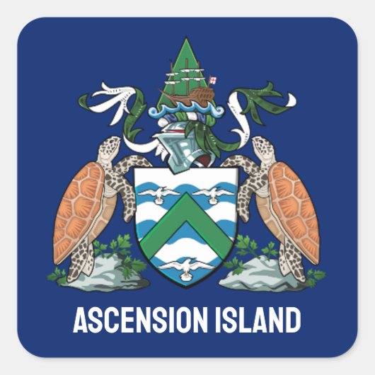 Wapen van Ascension Island Vierkante Sticker (Voorkant)