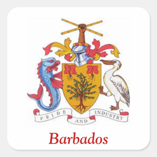 Wapen van Barbados Vierkante Sticker (Voorkant)