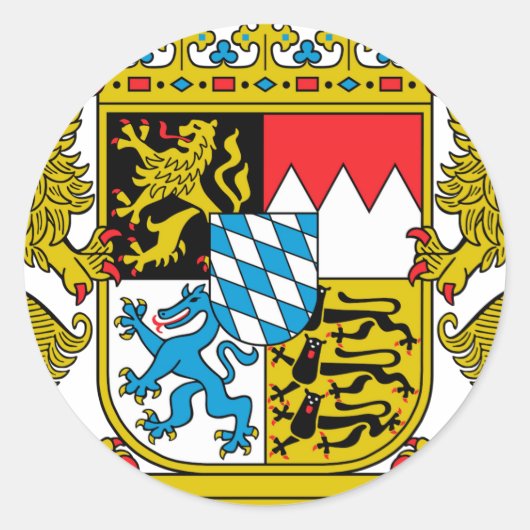 Wapen van Beieren (Duitsland) Ronde Sticker (Voorkant)