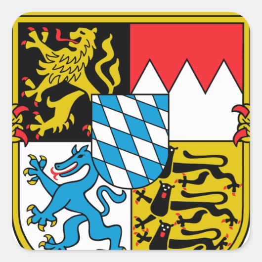 Wapen van Beieren (Duitsland) Vierkante Sticker (Voorkant)