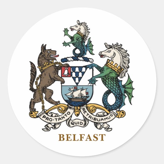 Wapen van Belfast Ronde Sticker (Voorkant)