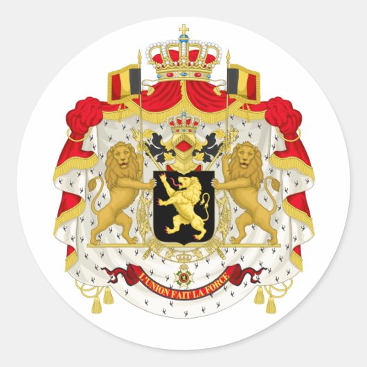 Wapen van België Ronde Sticker (Voorkant)