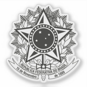 Wapen van Brazilië (1992-cadeau, variant b/w) Sticker