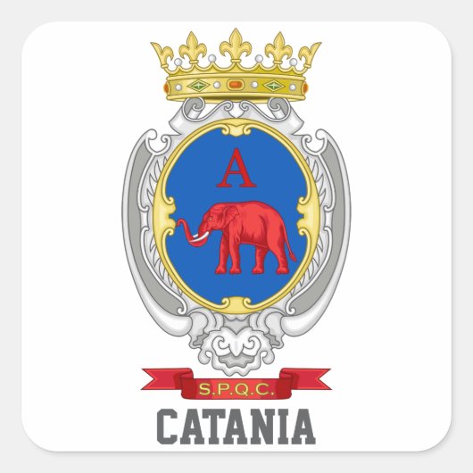 Wapen van Catania, Sicilië Vierkante Sticker (Voorkant)