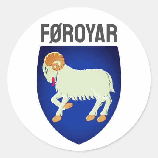 wapen van de Faeröer (DENEMARKEN) Ronde Sticker (Voorkant)