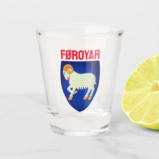 wapen van de Faeröer (DENEMARKEN) Shot Glas (Voorkant)
