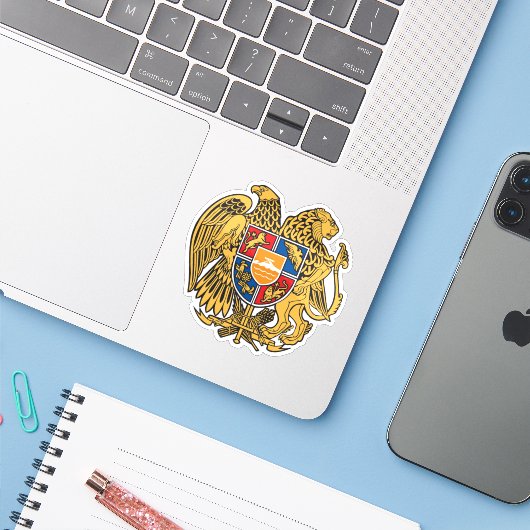 Wapen van de Republiek Armenië Sticker (Laptop met iPhone)