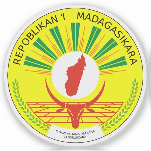 Wapen van de Republiek Madagaskar Sticker (Voorkant)