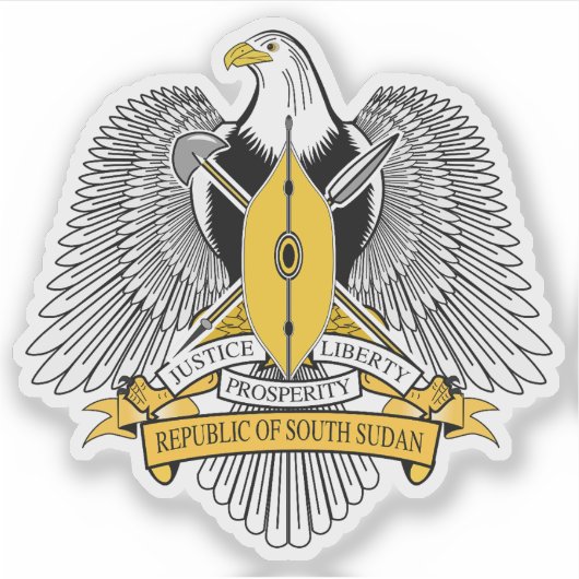 Wapen van de Republiek Zuid-Sudan Sticker (Voorkant)
