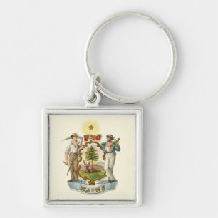 Wapen van de staat Maine (vintage jaren 1870) Sleutelhanger