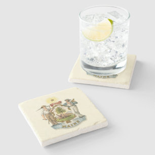 Wapen van de staat Maine (vintage jaren 1870) Stenen Onderzetter