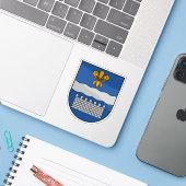 Wapen van de stad Daugavpils, Letland Sticker (Laptop met iPhone)