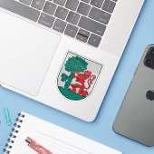 Wapen van de stad Liepāja, Letland Sticker (Laptop met iPhone)