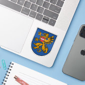 Wapen van de stad Rēzekne, Letland Sticker (Laptop met iPhone)