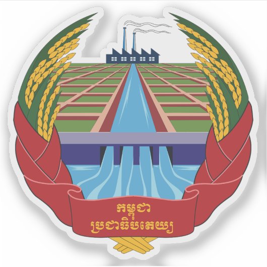 Wapen van Democratisch Kampuchea (1975-1979) Sticker (Voorkant)