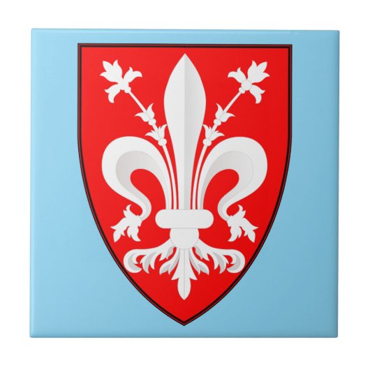 Wapen van Florence Rode Florentijnse lelie Tegeltje (Voorkant)