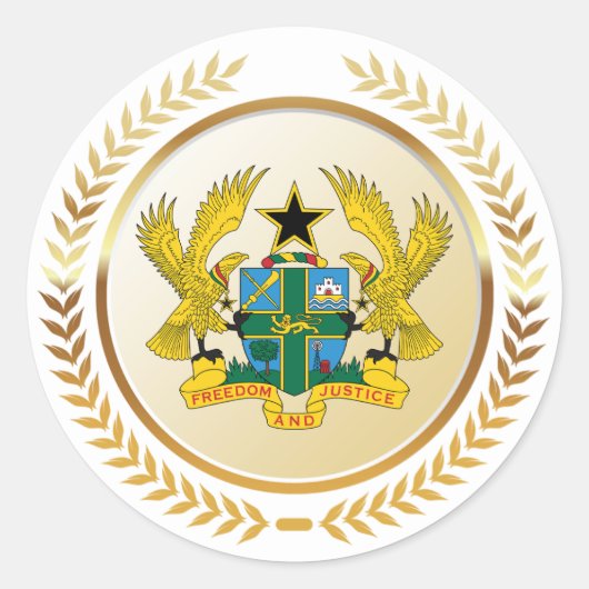 Wapen van Ghana Ronde Sticker (Voorkant)