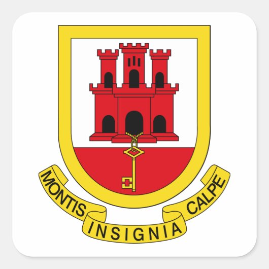 Wapen van Gibraltar Vierkante Sticker (Voorkant)