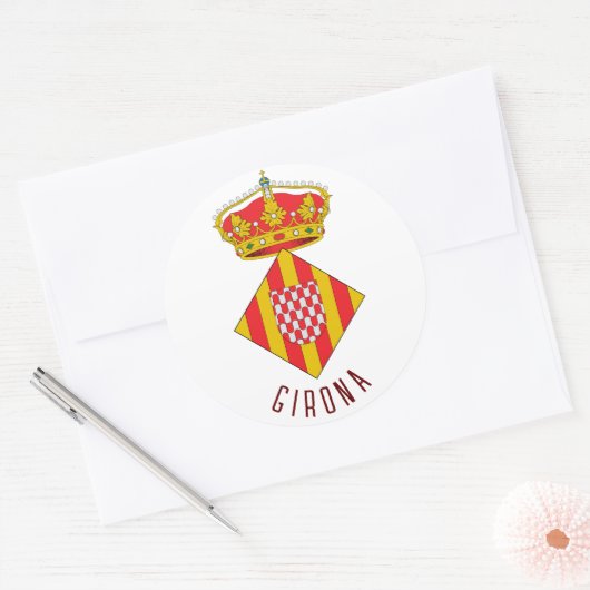 Wapen van Girona Ronde Sticker (Envelop)