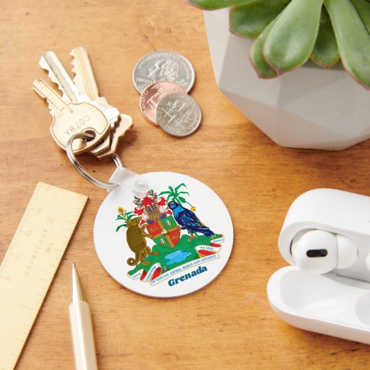 Wapen van Grenada Eenvoudig Kleurrijk Formeel Sleutelhanger (Bureau)