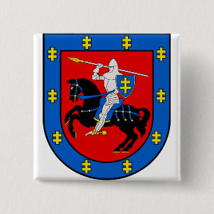 Wapen van het district Vilnius Vierkante Button 5,1 Cm