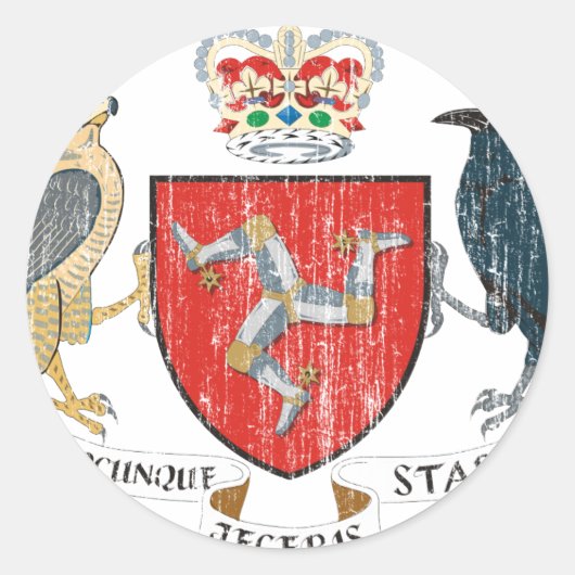wapen van het eiland mann ronde sticker (Voorkant)