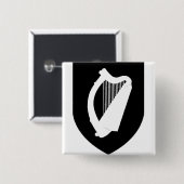 Wapen van Ierland Vierkante Button 5,1 Cm (Voorkant /achterkant)
