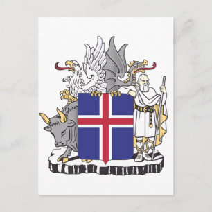 Wapen van IJsland Mythologische Beschermers Kunst Feestdagenkaart