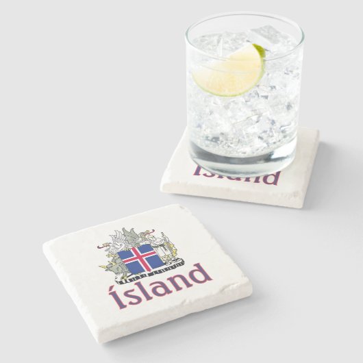 Wapen van IJsland Stenen Onderzetter (Zijkant)