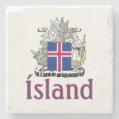 Wapen van IJsland Stenen Onderzetter (Voorkant)