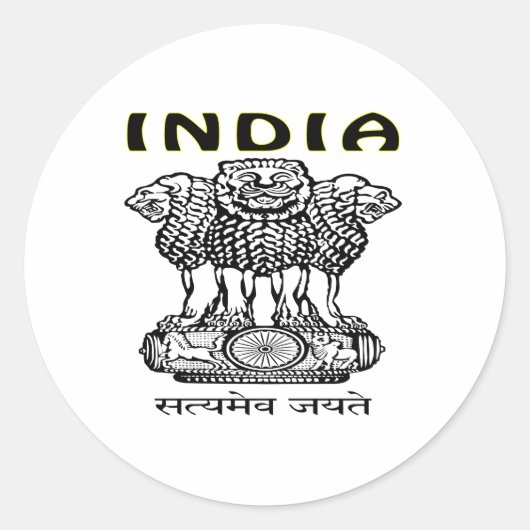 wapen van india ronde sticker (Voorkant)