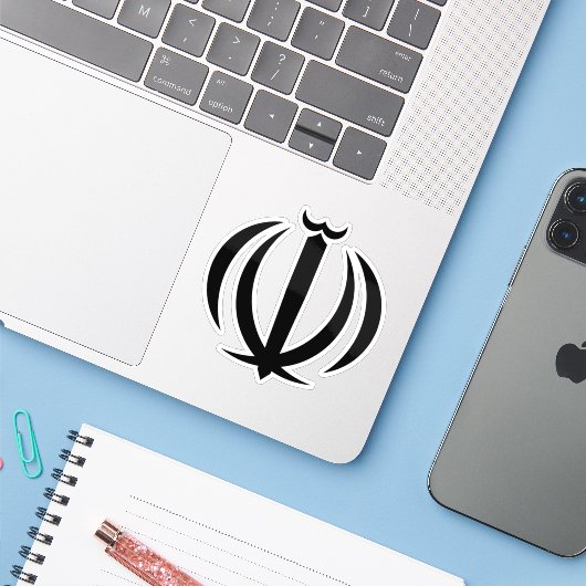 Wapen van Iran Sticker (Laptop met iPhone)