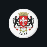 Wapen van Lille, Frankrijk Magneet<br><div class="desc">Wapen van Lille - met de naam van de stad hieronder toegevoegd. Rijsel en omgeving, in Frankrijk de "hoofdstad van Vlaanderen" genoemd, behoren tot het gebied van de Romance Vlaanderen, een voormalig gebied van het graafschap Vlaanderen dat geen deel uitmaakt van het taalgebied van West-Vlaanderen. Een garnizoensstad (zoals blijkt uit...</div>